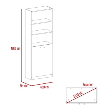 COMBO ESTANTE 45CM + ESTANTE 2 PUERTAS + ESTANTE 3 REPISAS MACADAMIA - 5