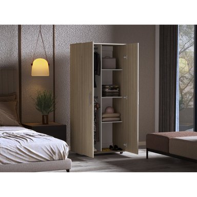 ROPERO TERA 2 PUERTAS CENIZA Y BLANCO 180X180X48 CM - 6