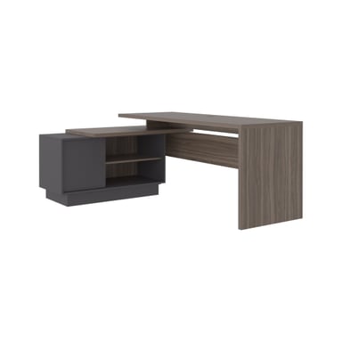 ESCRITORIO EN L 1 PUERTA OFFICE AVELLANA Y PLOMO 71,2X179,0X125,7 CM - 1