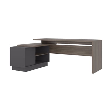 ESCRITORIO EN L 1 PUERTA OFFICE AVELLANA Y PLOMO 71,2X179,0X125,7 CM - 2
