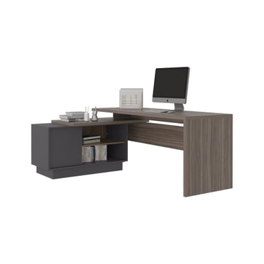 ESCRITORIO EN L 1 PUERTA OFFICE AVELLANA Y PLOMO 71,2X179,0X125,7 CM - 3
