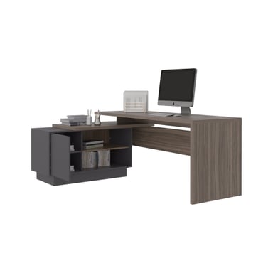 ESCRITORIO EN L 1 PUERTA OFFICE AVELLANA Y PLOMO 71,2X179,0X125,7 CM - 4