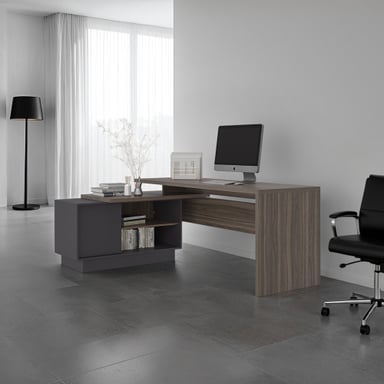ESCRITORIO EN L 1 PUERTA OFFICE AVELLANA Y PLOMO 71,2X179,0X125,7 CM - 5