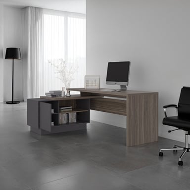 ESCRITORIO EN L 1 PUERTA OFFICE AVELLANA Y PLOMO 71,2X179,0X125,7 CM - 6