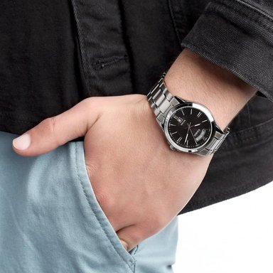 MTP-1381D | RELOJ CASIO HOMBRE DE ACERO NEGRO | CAS-105 - 3