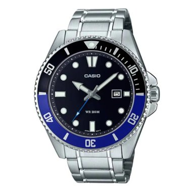 MDV-107D-1A2V | RELOJ CASIO PARA HOMBRE DE ACERO NEGRO/AZUL | CAS-250 - 1