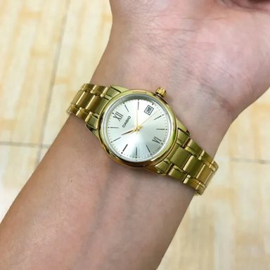 LTP-V002 | RELOJES CASIO DE ACERO DORADO PARA DAMA - 3