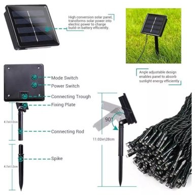 GUIRNALDA DE LUCES NAVIDEÑAS MULTICOLOR CON PANEL SOLAR 10MTS C/U - X2PZS - 3