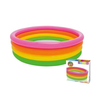 PISCINA INFLABLE REDONDA 4 ANILLOS COLORIDOS - 2
