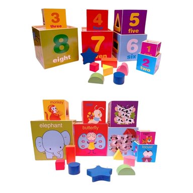 CUBOS DE APILAMIENTO Y ENCAJE MONTESSORI 8 NIVELES MADERA DIDÁCTICO - 2