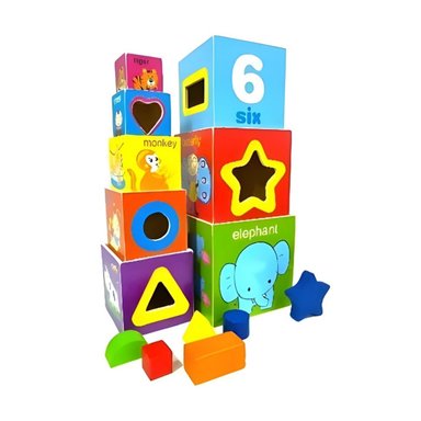 CUBOS DE APILAMIENTO Y ENCAJE MONTESSORI 8 NIVELES MADERA DIDÁCTICO - 4