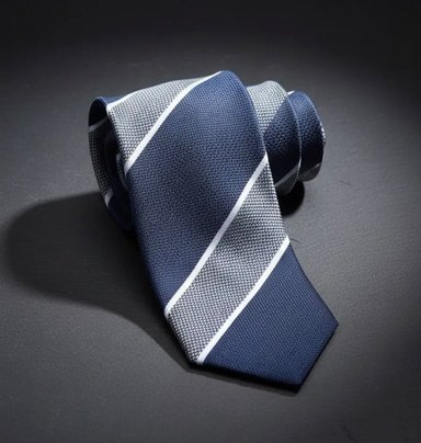 SET CORBATA PISA CORBATA GEMELOS Y PAÑUELO AZUL GIRS RAYAS - 3