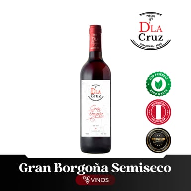 VINO TINTO BORGOÑA BODEGA D'LA CRUZ CAJA 750 ML CAJA 12 SEMI SECO GRAN NEGRO - 3