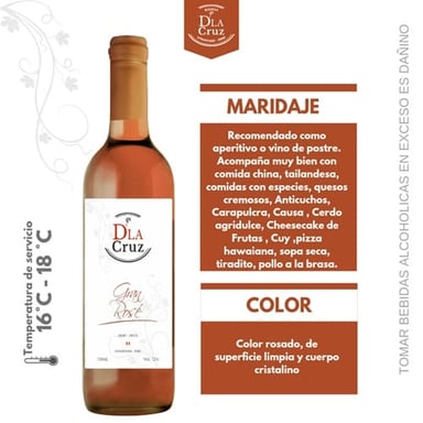 VINO ROSE BODEGA D'LA CRUZ BOTELLA VIDRIO 750 ML CAJA 12 SEMI SECO - 2