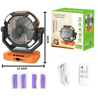 VENTILADOR RECARGABLE PORTÁTIL CAFINI 8” CON LUZ LED, CONTROL REMOTO, POWER BANK Y GIRO AUTOMÁTICO - 7