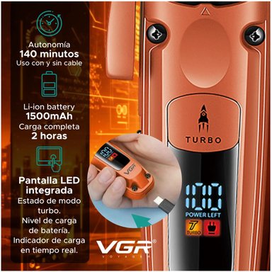 MÁQUINA CORTAR CABELLO VGR V-274 PROFESIONAL FADE TURBO 7000RPM - 6