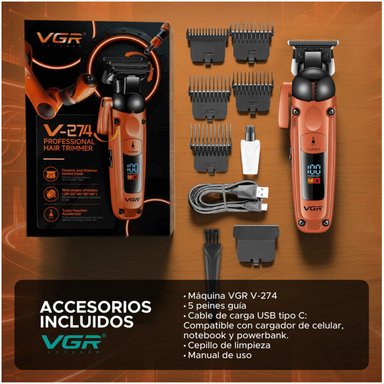 MÁQUINA CORTAR CABELLO VGR V-274 PROFESIONAL FADE TURBO 7000RPM - 10