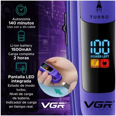 MÁQUINA CORTAR CABELLO VGR V-274 PROFESIONAL FADE TURBO 7000RPM - 6
