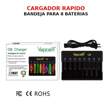 CARGADOR BATERIAS LITIO RECARGABLE 8 SLOT X 1000 MAH 18650 YMAS - 4