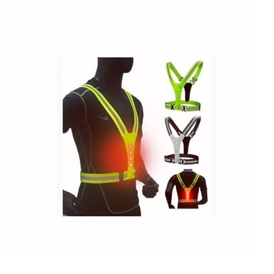 CHALECO AJUSTABLE CINTA REFLECTIVA REFLECTIVO HOMBRE MUJER CICLISMO + PILAS LUCES LED MOTO - 3
