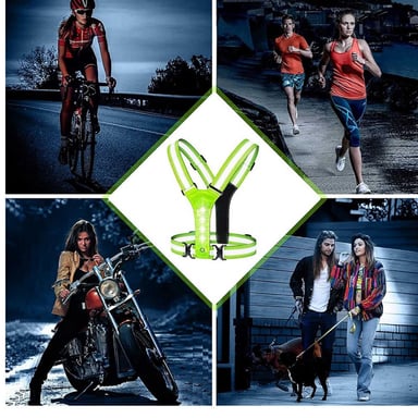CHALECO AJUSTABLE CINTA REFLECTIVA REFLECTIVO HOMBRE MUJER CICLISMO + PILAS LUCES LED MOTO - 5