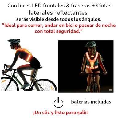 CHALECO REFLECTANTE LED CICLISMO RUNNING + BATERÍAS - 3