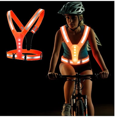CHALECO REFLECTANTE LED CICLISMO RUNNING + BATERÍAS - 6
