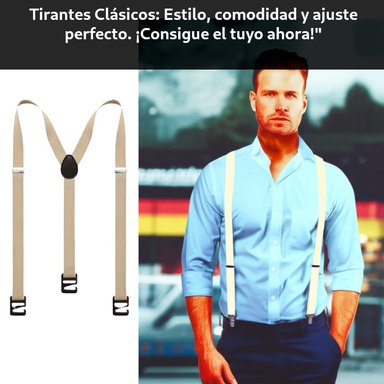 TIRANTES HOMBRE PANTALONES SUJETADOR AJUSTABLES RETRO VINTAGE, OPCION AL CINTURON - 2