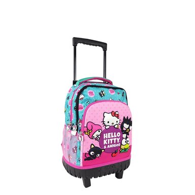 SET MOCHILA SCOOL HELLO KITTY AMIGOS OFICIO MOCHIRUEDAS PREMIUM 3 PZAS ROSADO BEBÉ - 2