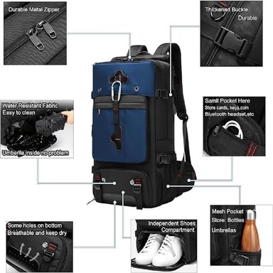 MOCHILA TREKKING MINGLU 2070 EXPANDIBLE CONVERTIBLE USB ZAPATERA PORTALAPTOP 17 VIAJES - 3