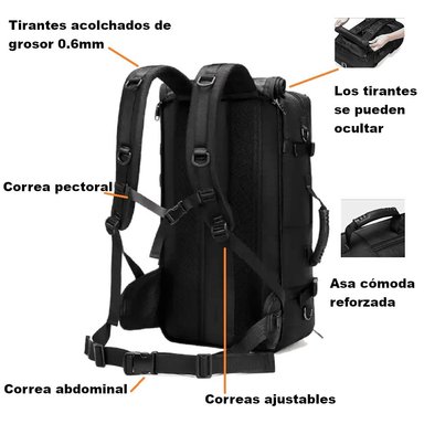 MOCHILA TREKKING MINGLU 2070 EXPANDIBLE CONVERTIBLE USB ZAPATERA PORTALAPTOP 17 VIAJES - 5