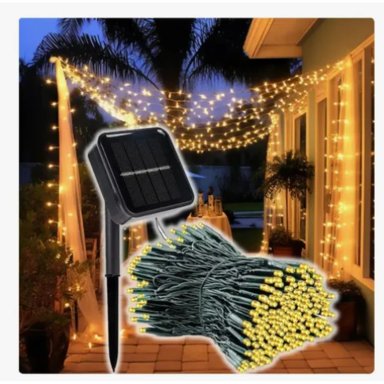 3 LUCES NAVIDEÑAS DECORATIVAS COLOR AMBAR CON PANEL SOLAR 10MTS - 4