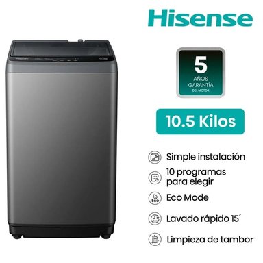 LAVADORA HISENSE CARGA SUPERIOR 10.5KG WT1D1030UT - 1