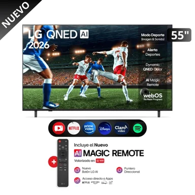 TELEVISOR LG 55 QNED 4K UHD SMART TV 55QNED73ASA CON THINQ AI HDR10 WEBOS + CONTROL MAGIC - 1