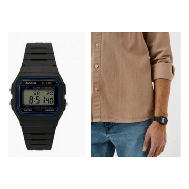 RELOJ CASIO F91W-1 VINTAGE NEGRO DE RESINA - 4