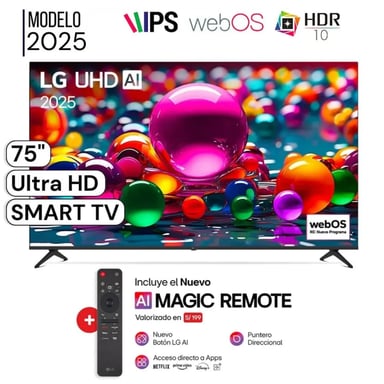 TELEVISOR LG 75 LED UHD 4K SMART TV THINQ AI 75UA8050PSA + MAGIC REMOTE - 1