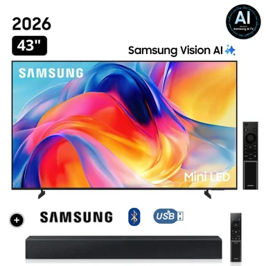 TELEVISOR SAMSUNG 43' MINI LED 43M70H VISION AI SMART TV + SOUNDBAR HW-B400F - 1