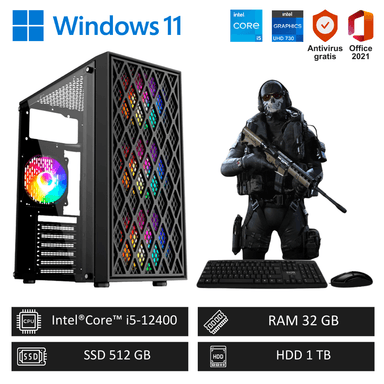 COMPUTADORA PC GAMER INTEL CORE I5-12400 32GB RAM 512GB SSD + 1TB HDD - 1