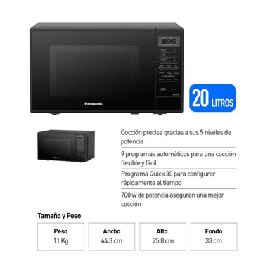 HORNO MICROONDAS PANASONIC NN-SB25JBRPK 20L - 2