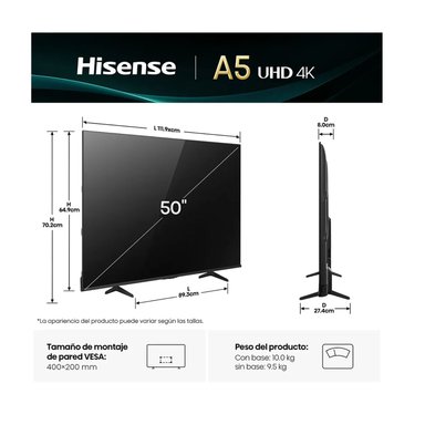 TELEVISOR HISENSE 50 50A5NV UHD 4K - 4
