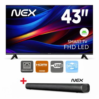 TELEVISOR LED 43 FULL TVLED43S HD SMART TV ANDROID + Soundbar Nex - 1