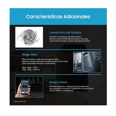 LAVADORA SAMSUNG 17KG WA40F17E7CPE ECOBUBBLE GRIS GRAFITO - 10