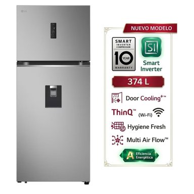 REFRIGERADORA LG VT38SPYC 374L TOP FREEZER + DOORCOOLING PLATEADA - 1