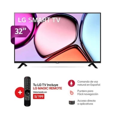 TELEVISOR LG 32' SMART TV AÑO 2025 WEBOS22 THINQ AI 32LQ600BPSA + MAGIC REMOTE - 1