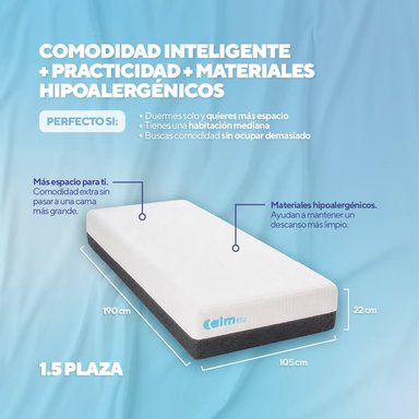 PACK COLCHÓN LITE DE MEMORY FOAM 1.5 PLZ + 1 ALMOHADA CALM MEMORY COOLING - 4