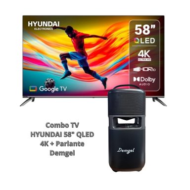 TELEVISOR HYUNDAI 58 PULGADAS QLED 4K UHD CON COMANDO DE VOZ D5813QG + PARLANTE DEMGEL INALÁMBRICO D-P1601 - 1