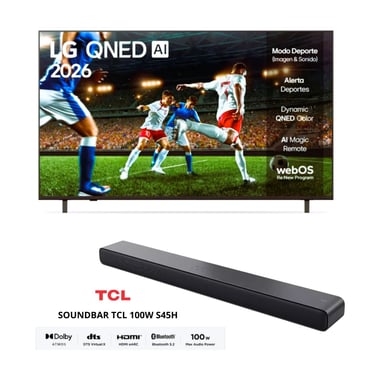 TELEVISOR LG 50 PULGADAS QNED 4K THINQ AI 50QNED73ASA + SOUNDBAR TCL 100W S45H (COMBO) - 1