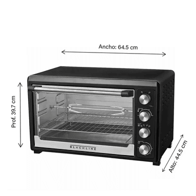 HORNO ELÉCTRICO BLACKLINE 60 LITROS 2500 WATTS + ACCESORIO + 12 MESES DE GARANTÍA GR60AR (NUEVO) - 3