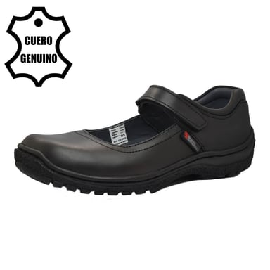 ZAPATO ESCOLAR PARA NIÑA BRUNO SEBASTIAN DE CUERO NEGRO MARY JANE VELCRO - 1