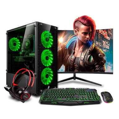 COMPUTADORA GAMER Hydra Green Ryzen 5 9600X 16GB DDR5 500GB 24' CURVO RTX5060 8GB MI PC LISTA - MIPCLISTA - 1